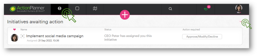 Approve initiatives - ActionPlanner