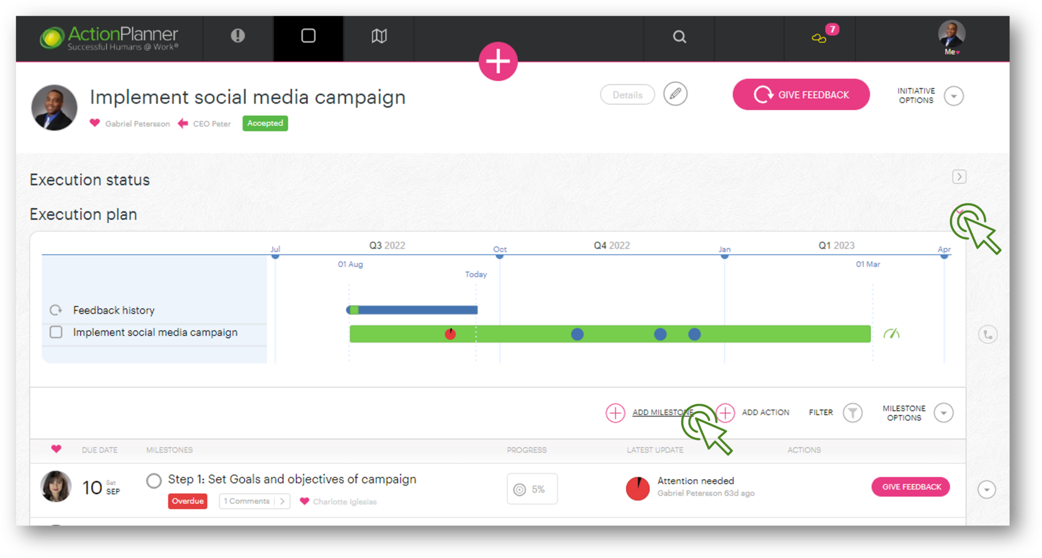 Create a milestone - ActionPlanner