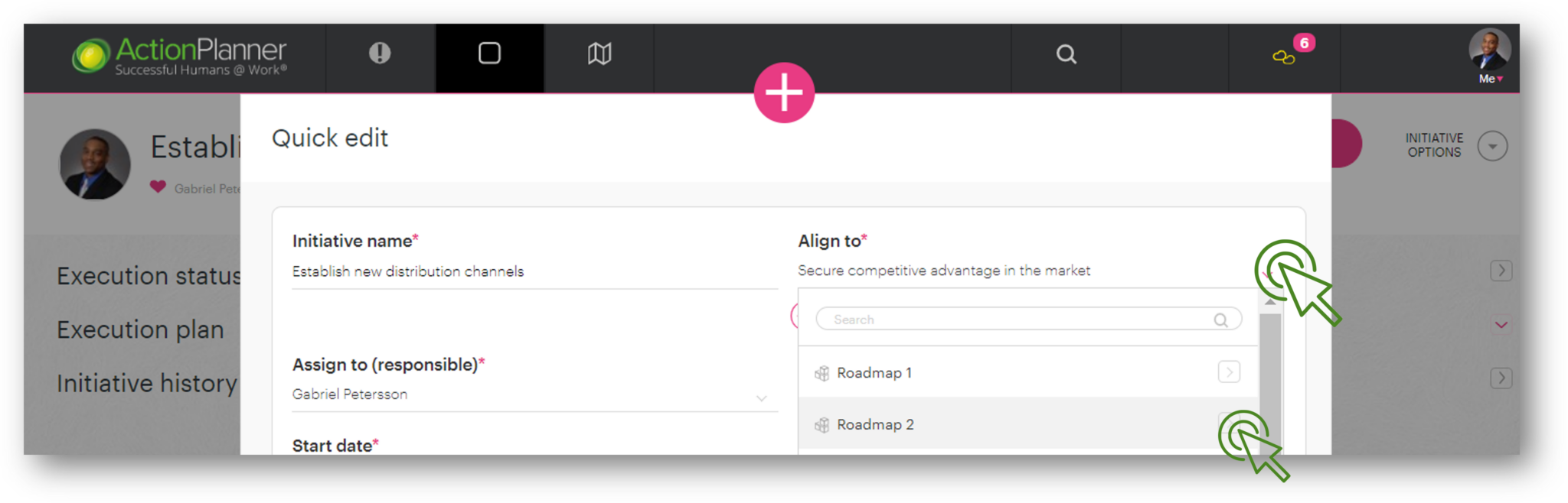Move initiatives to other roadmaps - ActionPlanner