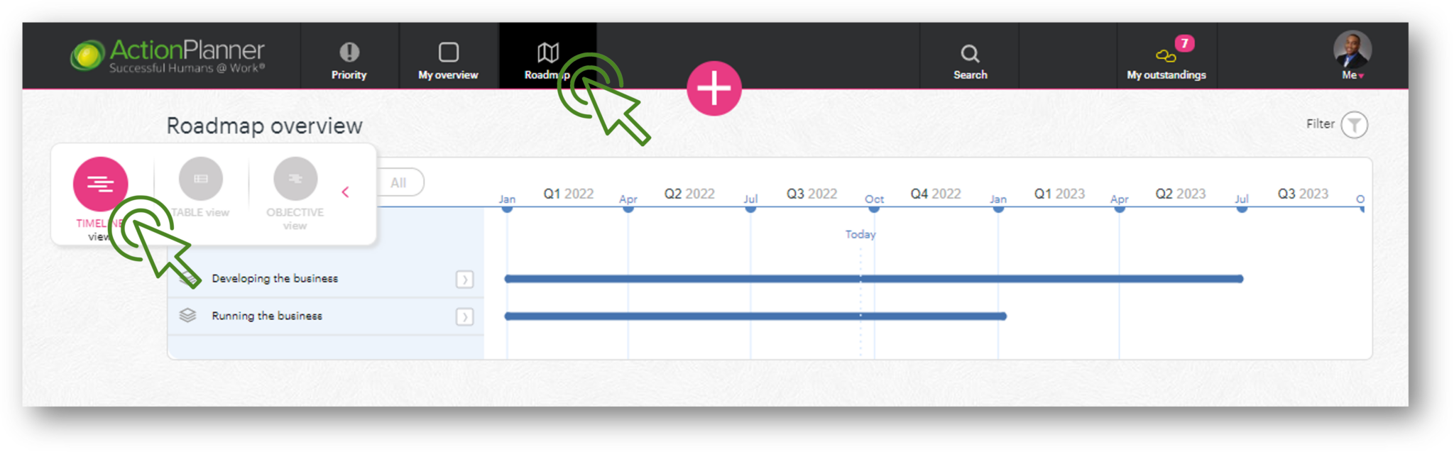 Using “Timeline overview” - ActionPlanner