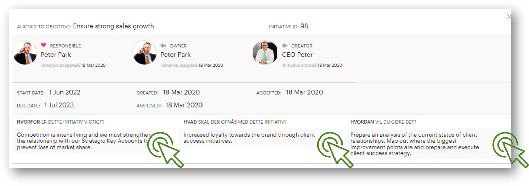 Where do I find the initiative description? - ActionPlanner